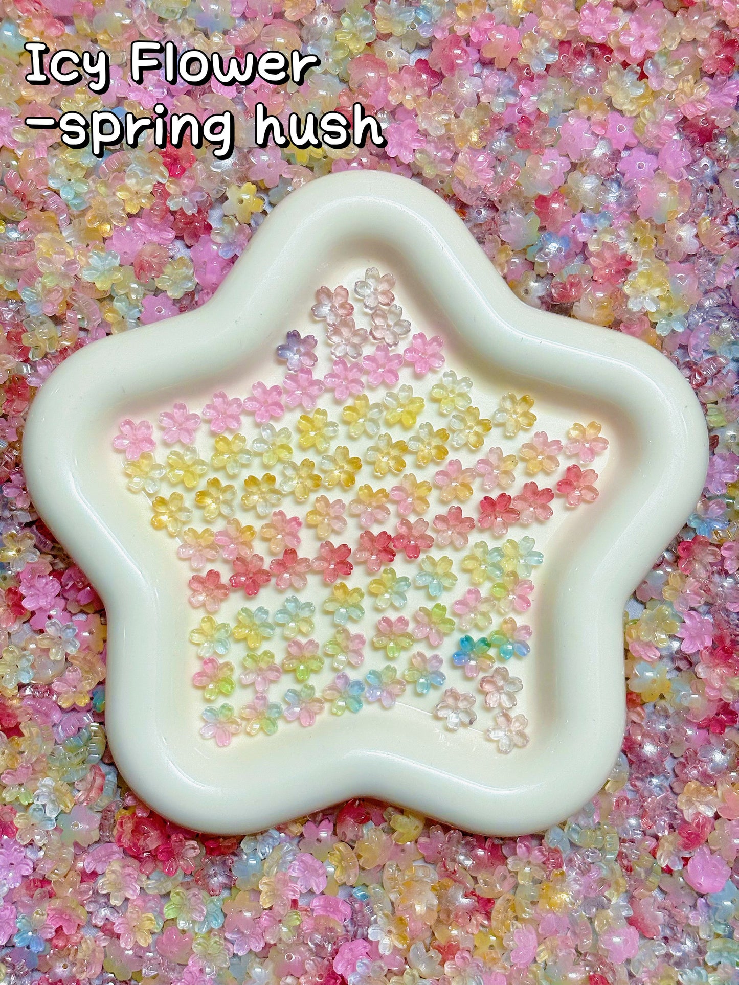【Icy Flower】 Exquisite glass flower petal charms, bracelet/keychain supplies