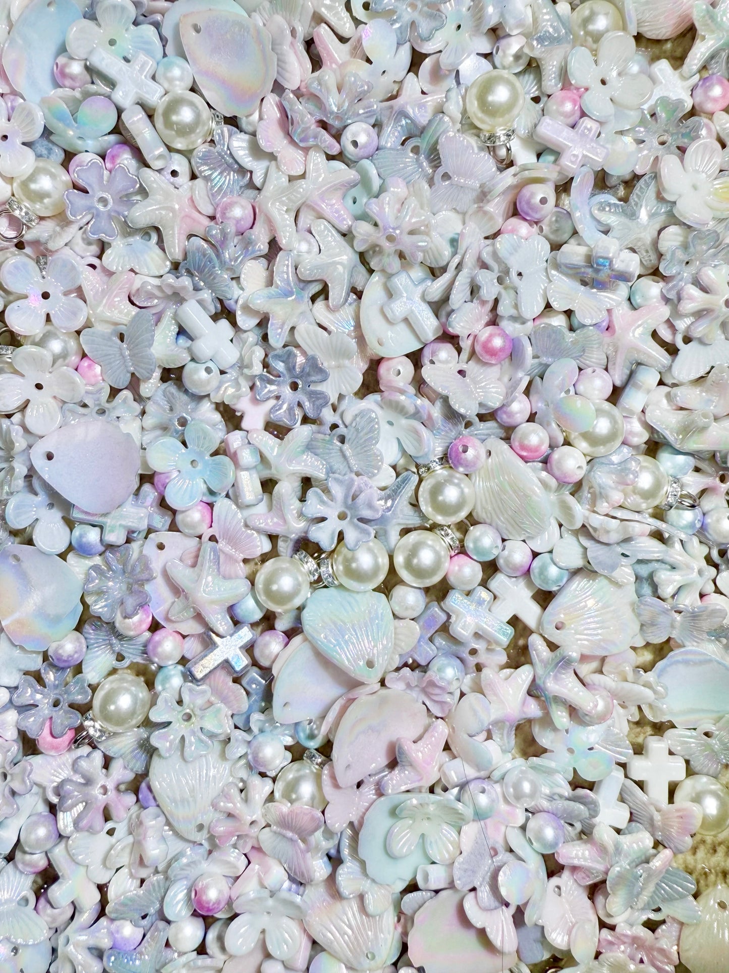 【Flora Sea】Mix Drilled Acrylics pearl/petal/butterfly/starfish/cross for bracelet, necklace, wreath, keychain, display, hairpin etc