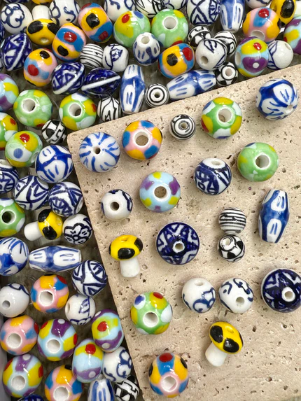 【Porcelain Flower】9mm-16mm delicate ceramics floral porcelain beads