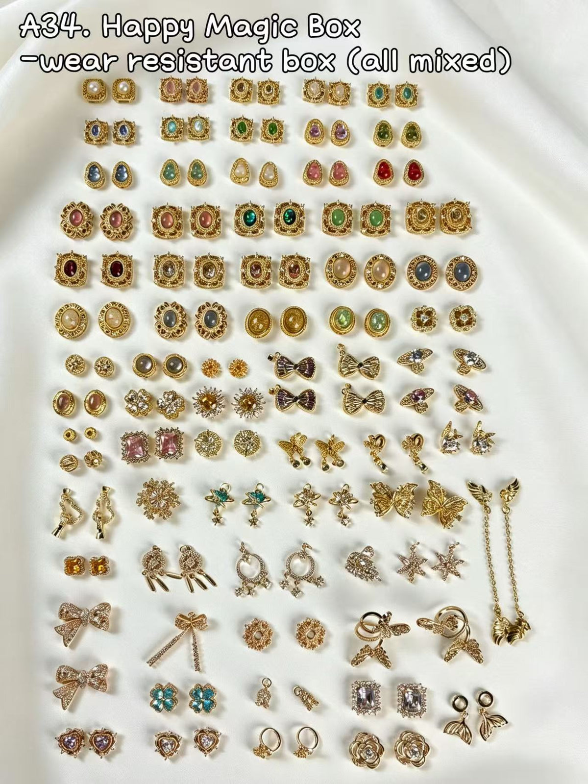 A34【 Happy Magic Box】wear resistant sand gold-plated metal beads blind bag