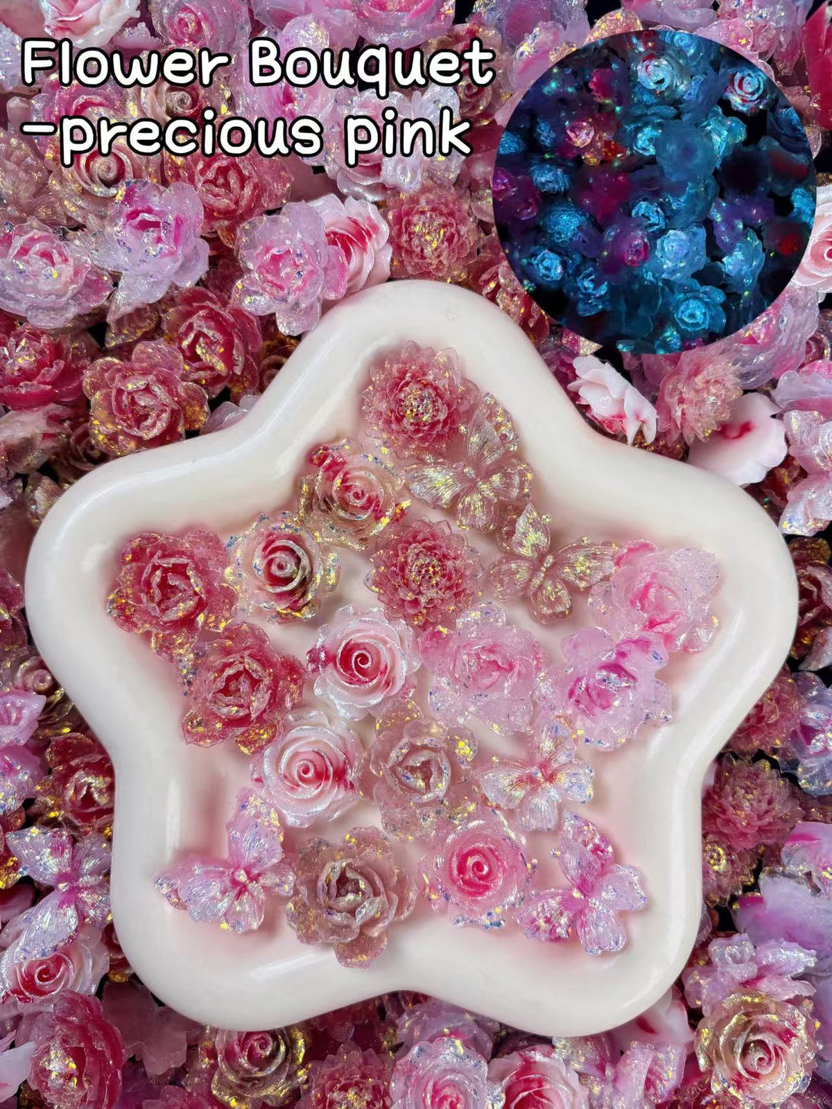 【Bouquet de fleurs】Mélange de fleurs en résine Lumi 37 mm, cadre décoratif, présentoir, choix de cadeaux