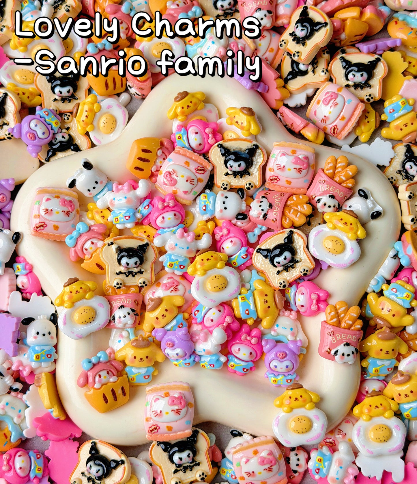 【Lovely Charms 】US ONLY sanrio colorful resin mix, hairpin/phonecases diy, display