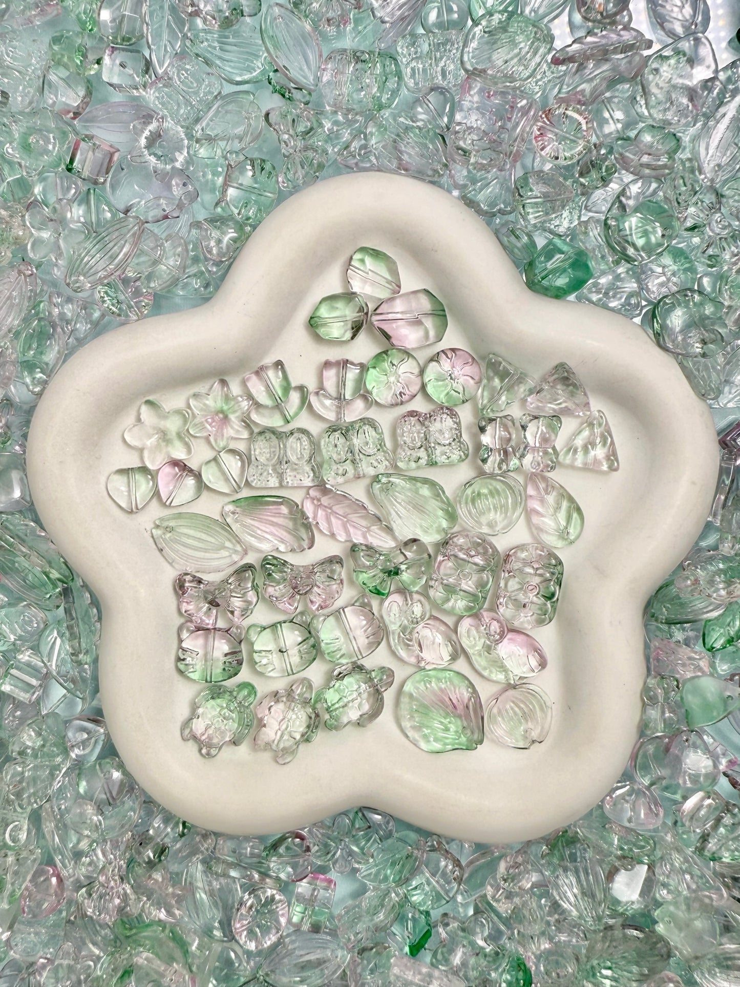 【Icy World】 Breloques en verre exquises de toutes les couleurs mélangées, fournitures pour bracelets/porte-clés