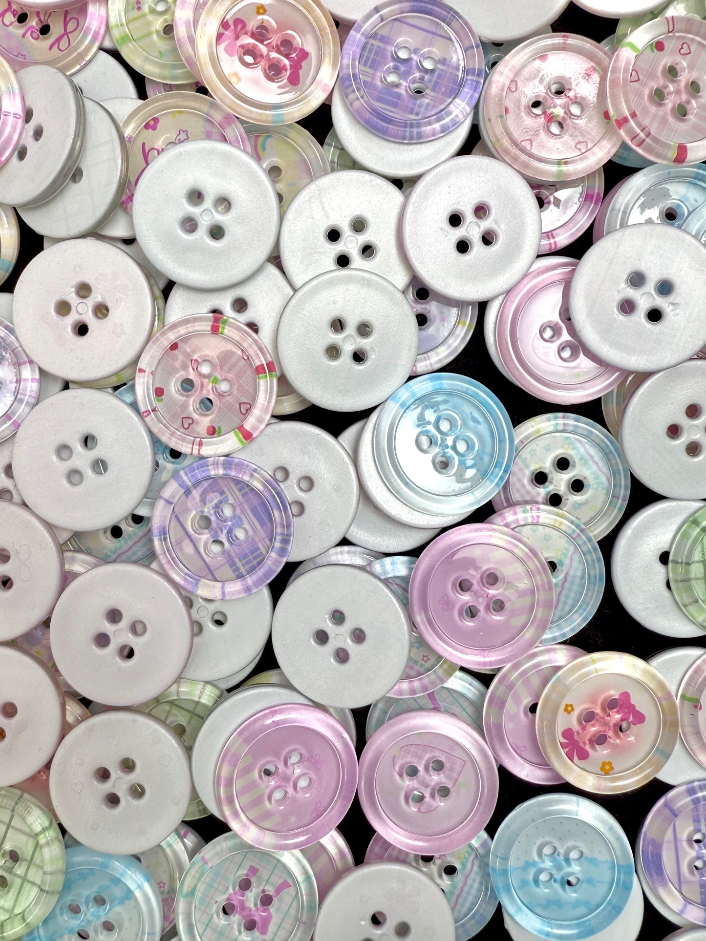 【Cute Buttons】colorful acrylics/cloth buttons mix