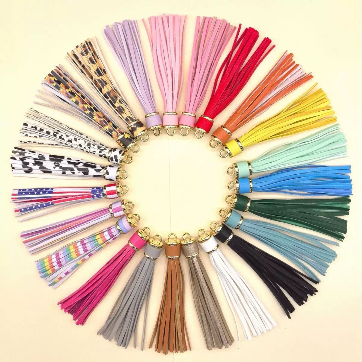 【Tassel Blings】leather tassel danglers, wear-resistant metal cap