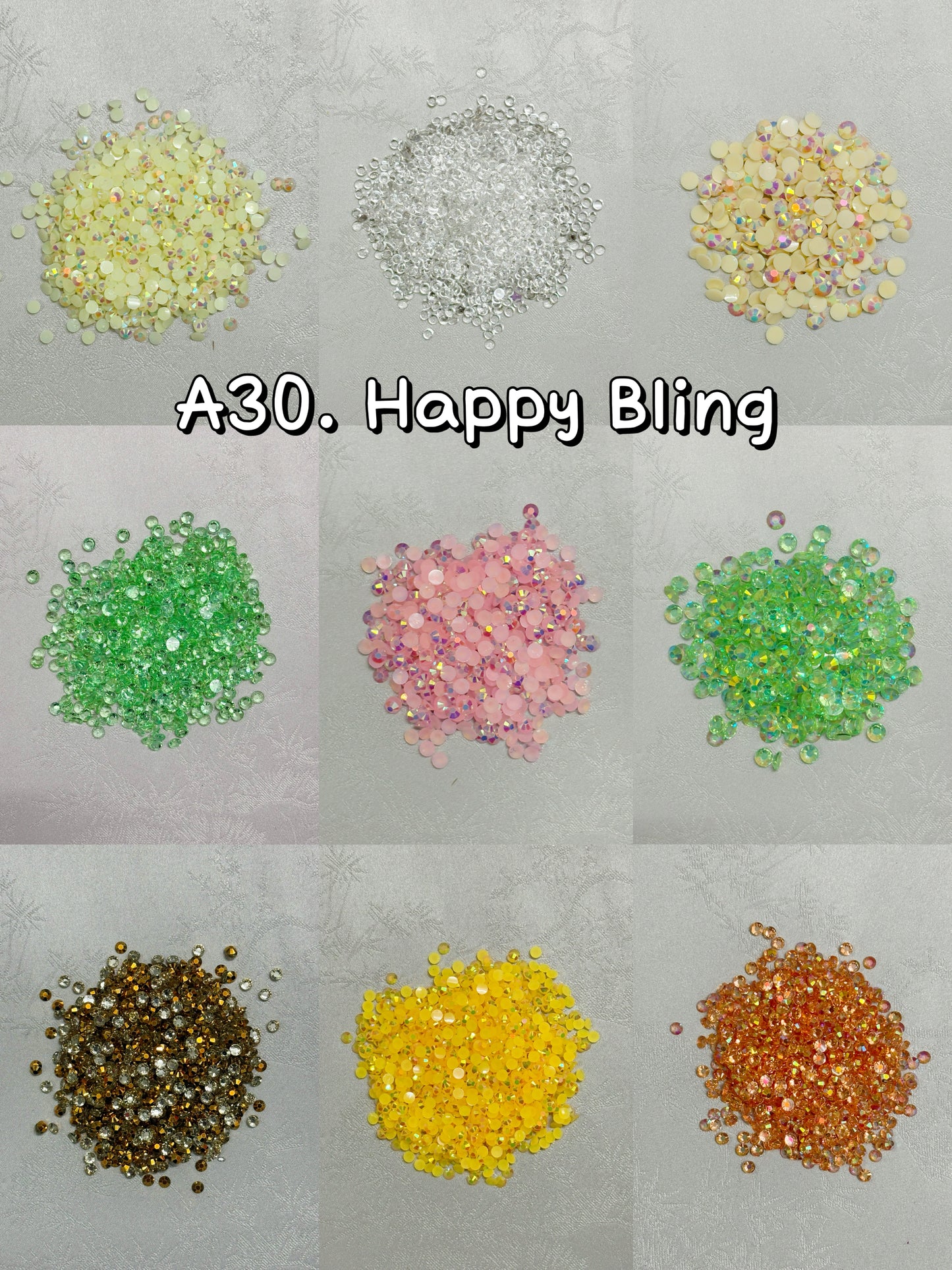 A30【Happy Bling】resin flat back rhinestone, bedazzle/snowball filler/diamond painting