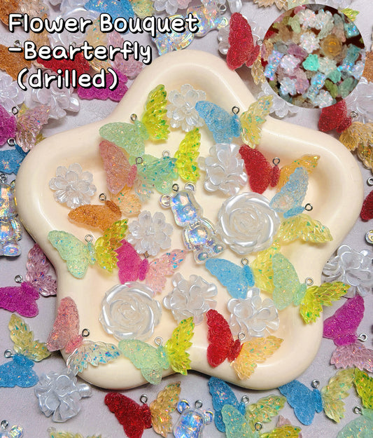A001.NEW【Flower Bouquet】Luminous Big Resin Flower/Butterfly mix, frame deco, display, present choice
