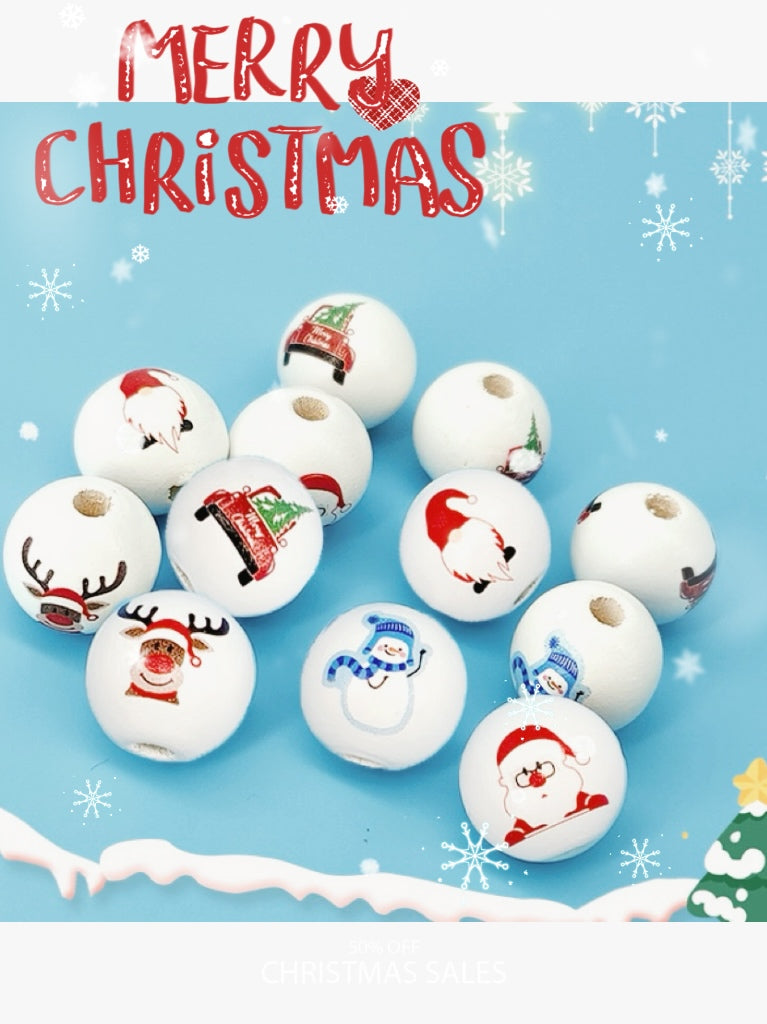 【Never Too Early For Christmas】16mm wood beads, diy pens/keychain/bracelet/wreath