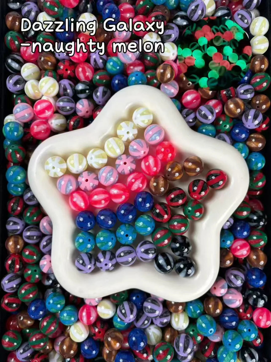 【Dazzling Galaxy】shimmering sparkle acrylic beads mix, 16mm (making wreath, keychain, pens etc)