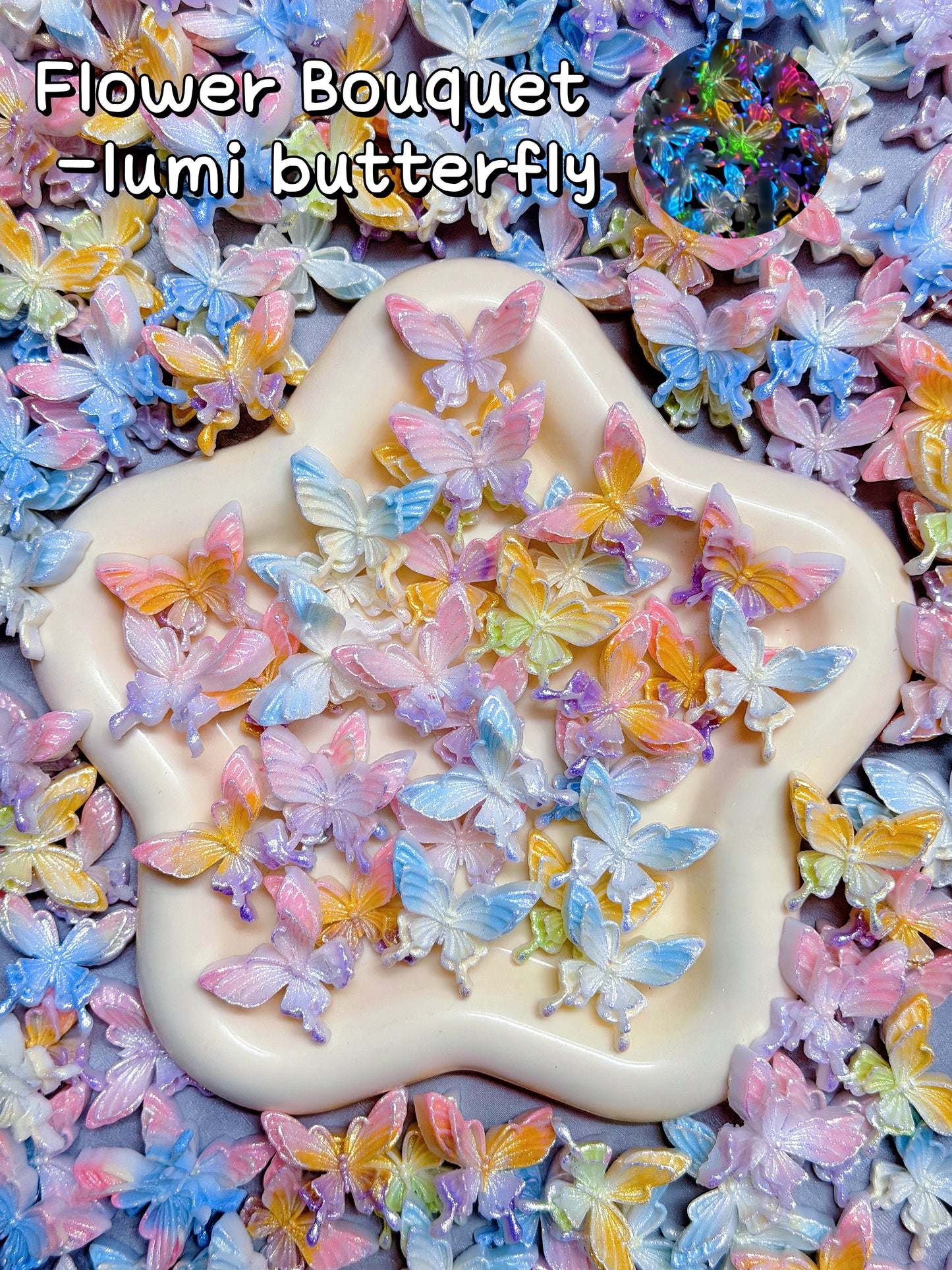 A001.NEW【Flower Bouquet】Luminous Big Resin Flower/Butterfly mix, frame deco, display, present choice