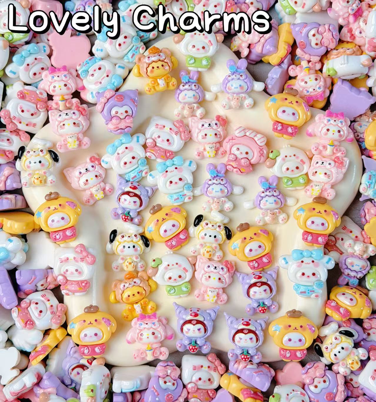 【Lovely Charms 】US ONLY sanrio colorful resin mix, hairpin/phonecases diy, display
