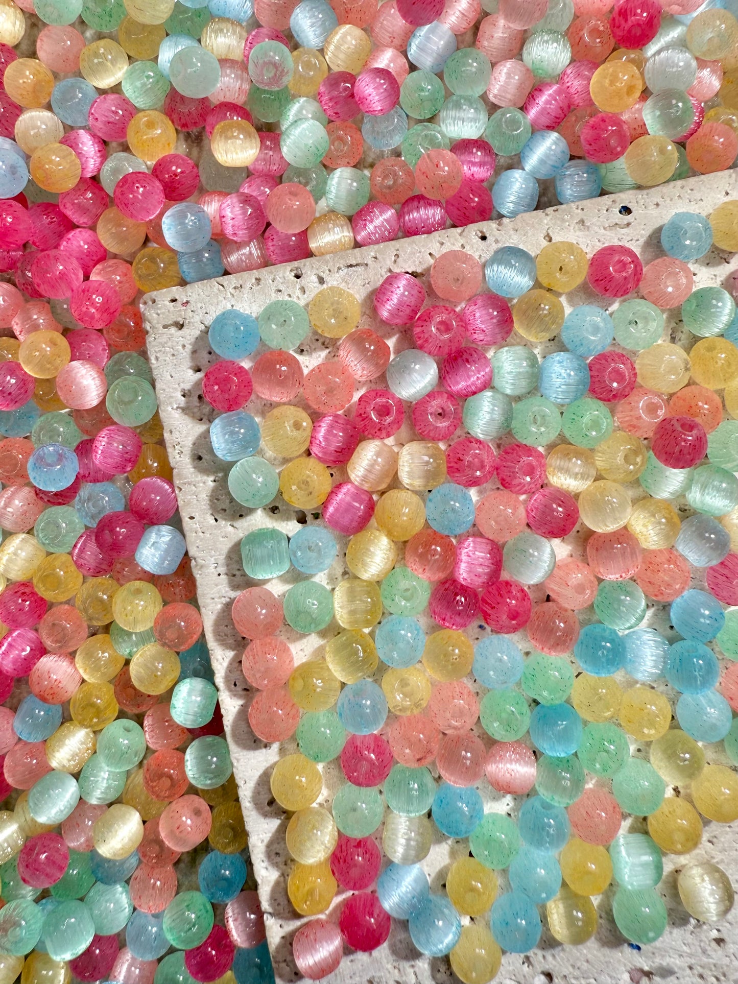 【Medium Cats Eye】6mm glass cats-eye beads mix, earring, bracelet, necklace, keychain