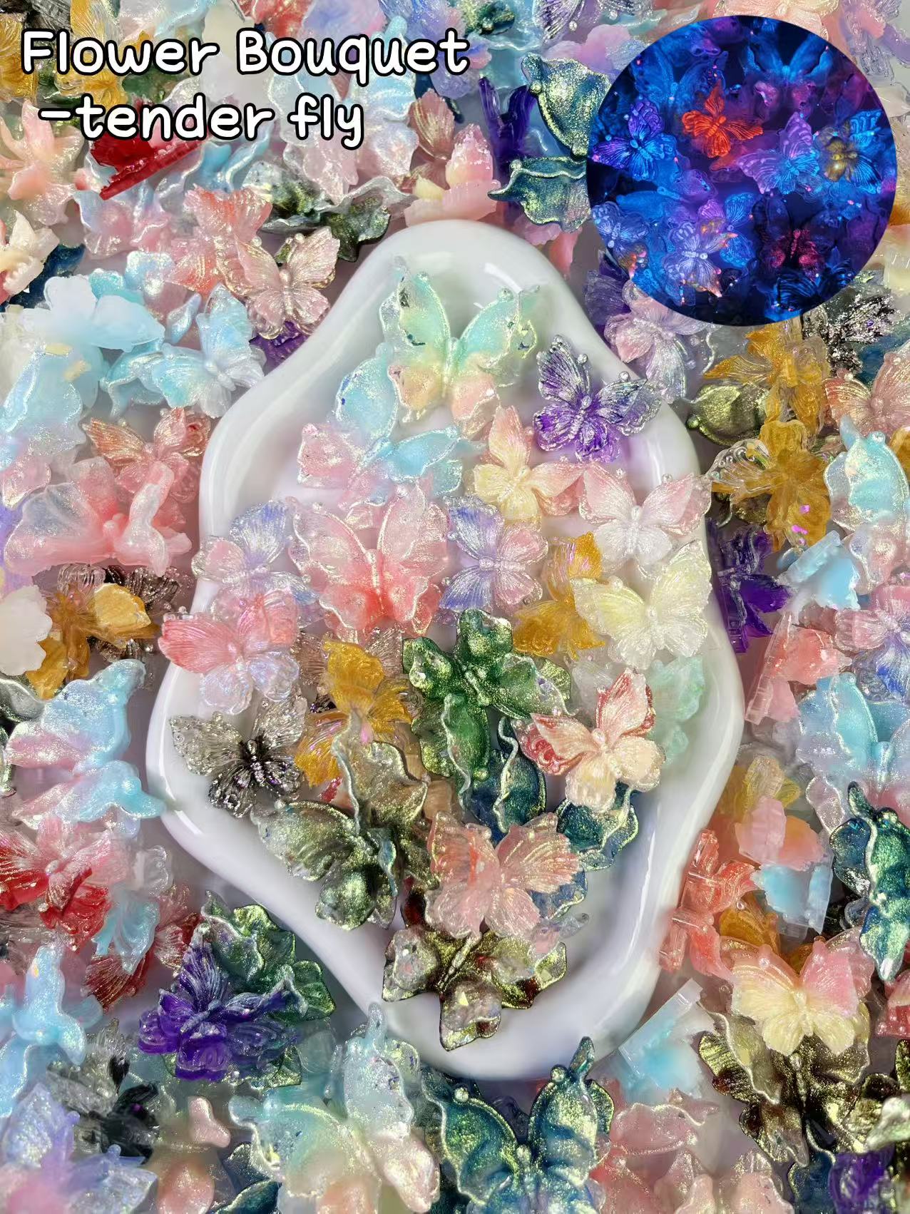 【Bouquet de fleurs】Mélange de fleurs en résine Lumi 37 mm, cadre décoratif, présentoir, choix de cadeaux