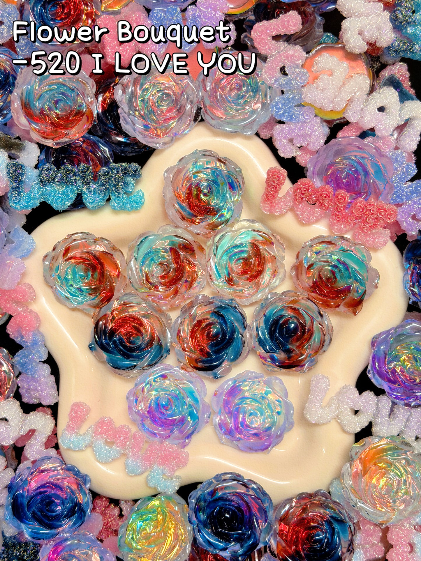 A001.NEW【Flower Bouquet】Luminous Big Resin Flower/Butterfly mix, frame deco, display, present choice