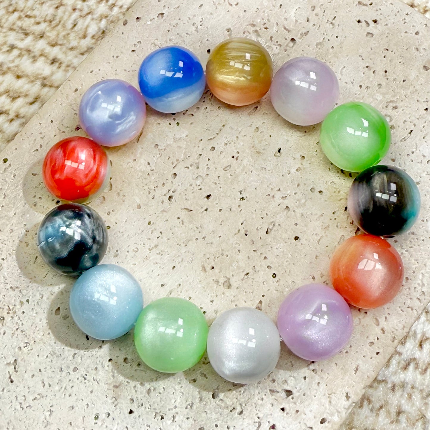 A001.NEW【Kittens' Gaze】incredible shine acrylics catseye beads mix, 16mm (making wreath, keychain, pens etc)