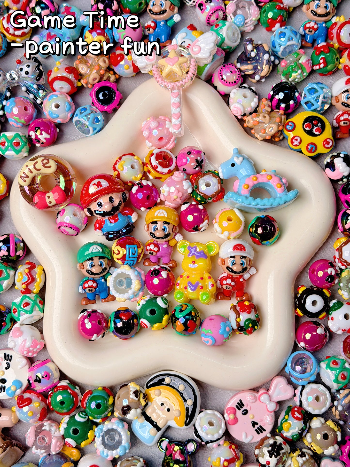 【Game Time】gaming acrylic beads mix, 16mm (making wreath, keychain, pens etc)