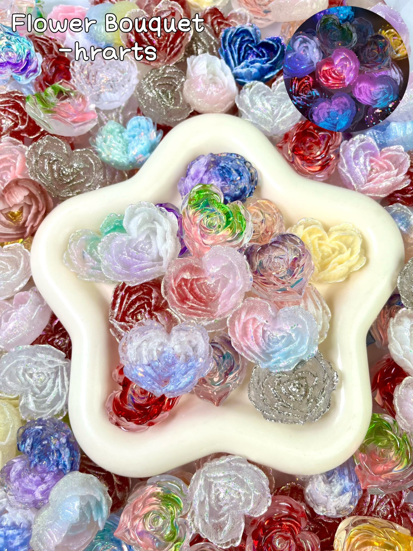 【Bouquet de fleurs】Mélange de fleurs en résine Lumi 37 mm, cadre décoratif, présentoir, choix de cadeaux
