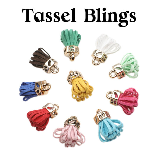 【Tassel Blings】leather tassel danglers, wear-resistant metal cap