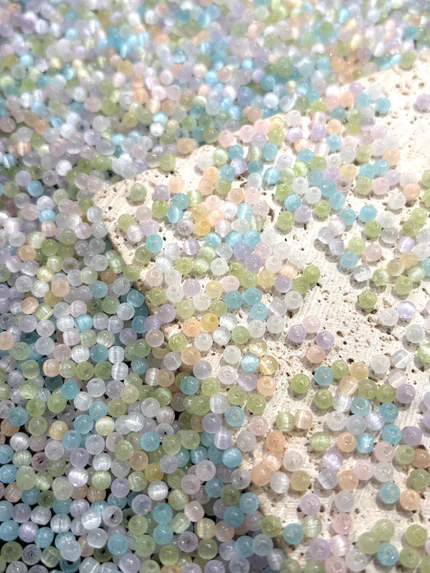 【Teeny Cat's Eye】3mm glass cats-eye seed beads mix, earring, bracelet, necklace, keychain