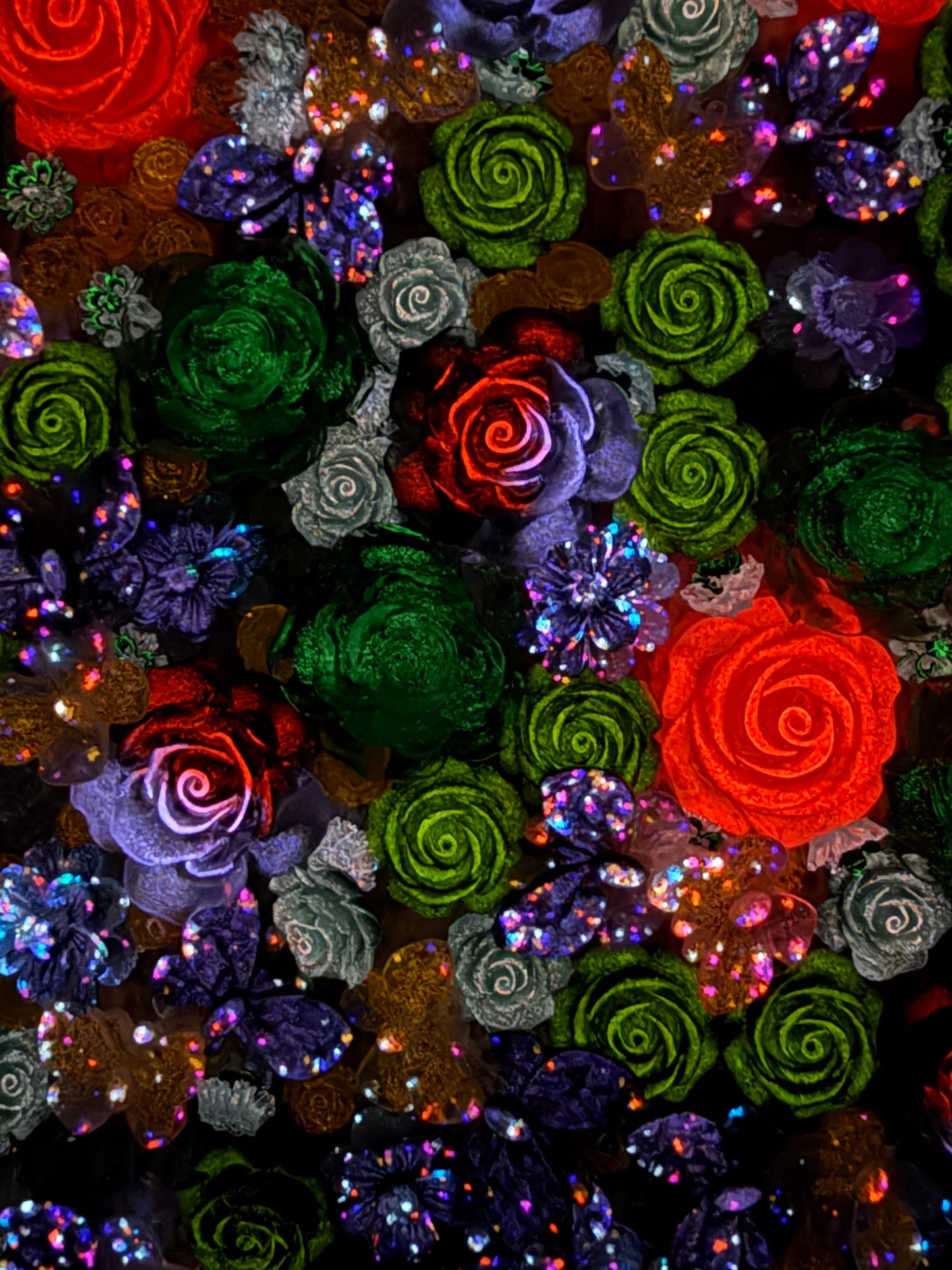 【Blooming Garden】Luminous flowers and rhinestone mixes, display/junk journal/phonecase craftings