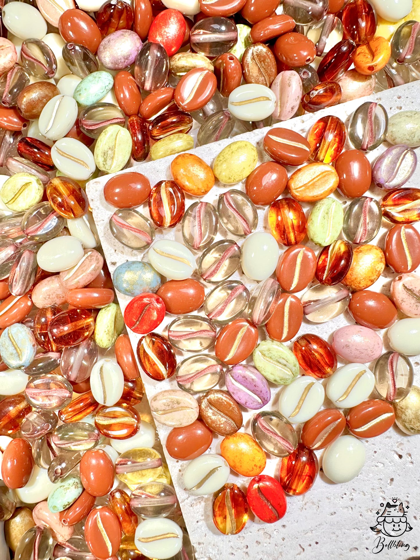 【Grains de café】 Breloques en forme de grains de café en acrylique percé pour bracelet, collier, couronne, porte-clés, présentoir