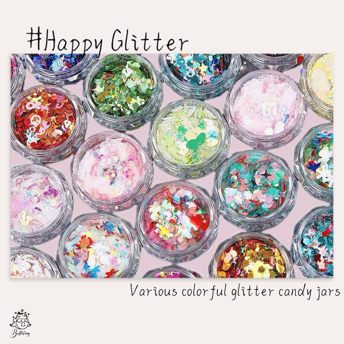 A001【Live's Game-Happy Glitter】Rare Stock, various colorful glitter candy jar, for nails/snowball tumbler/resin making etc