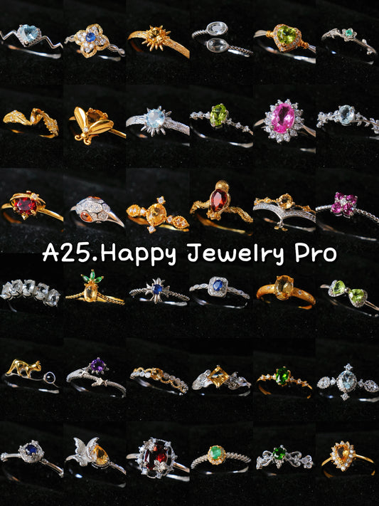 A25. NEW【happy jewelry pro】S925 Silver Natural Crystal Adjustable Rings, silver band with 18k gold plated
