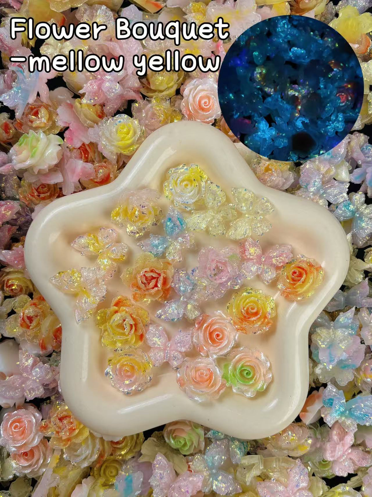 【Bouquet de fleurs】Mélange de fleurs en résine Lumi 37 mm, cadre décoratif, présentoir, choix de cadeaux