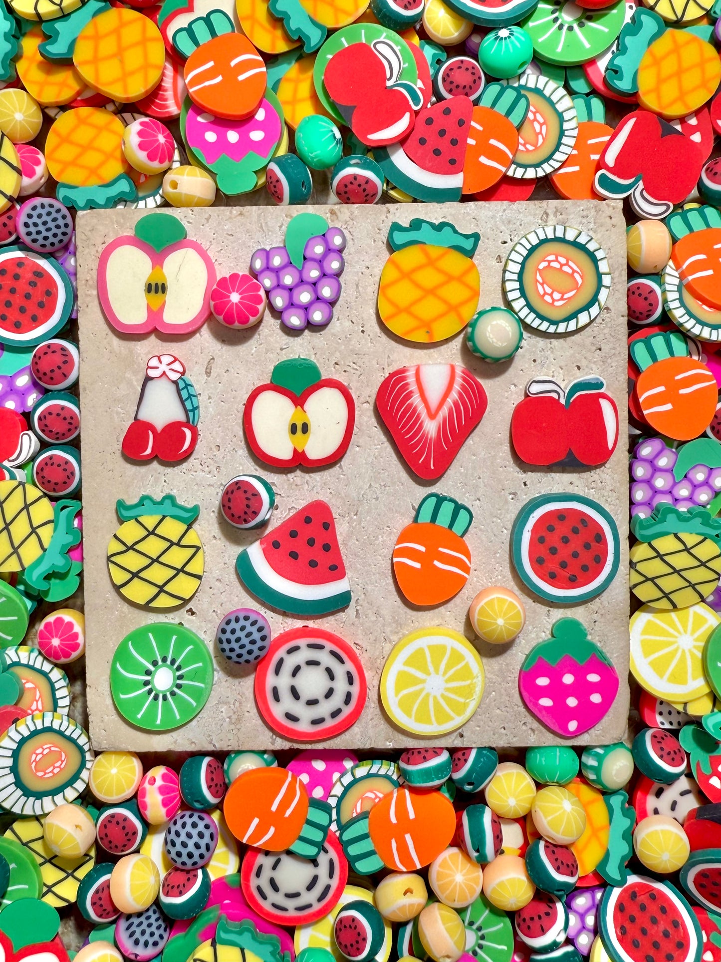 【Fête des fruits】tranches et perles d'argile polymère