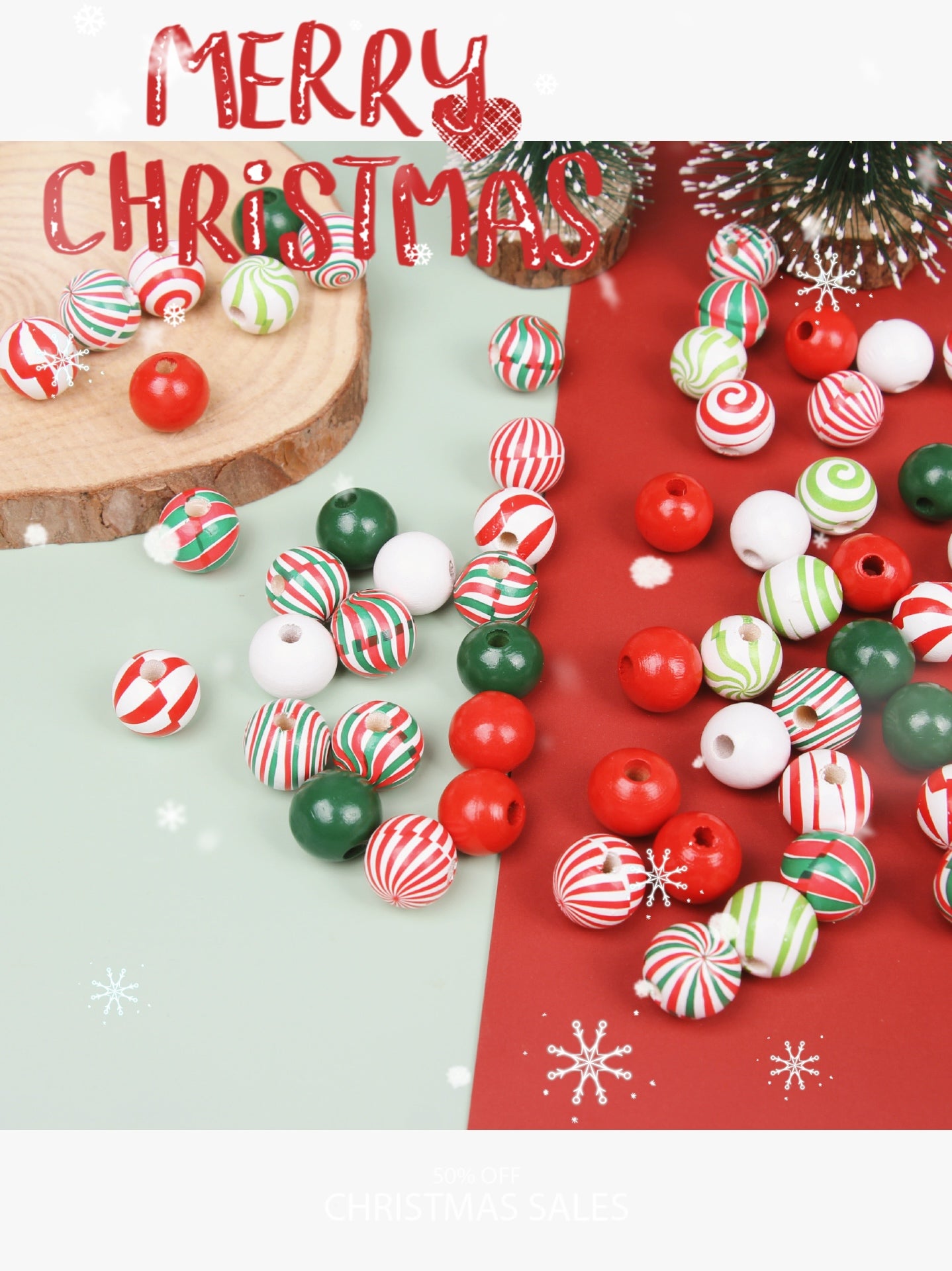 【Never Too Early For Christmas】16mm wood beads, diy pens/keychain/bracelet/wreath