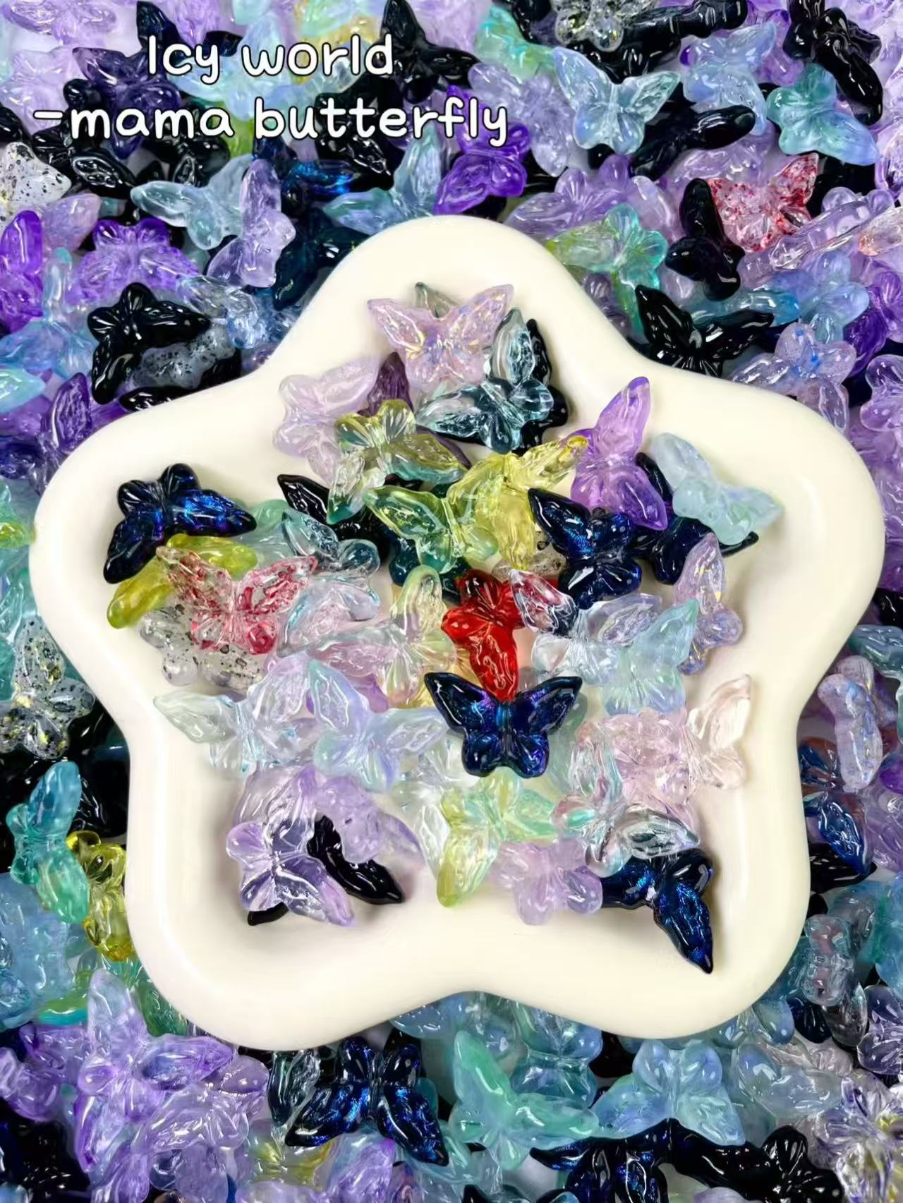 【Icy World】 Breloques en verre exquises de toutes les couleurs mélangées, fournitures pour bracelets/porte-clés