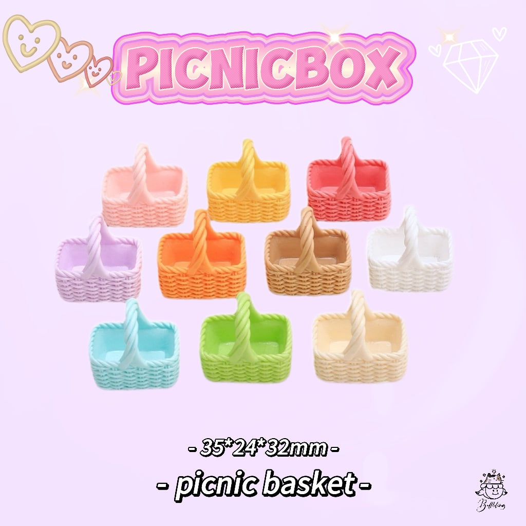 【Picnic Box】drilled basket resin charms, fridge magnets/hairpin/keyhain/doll house