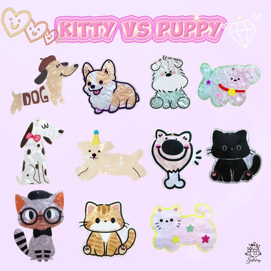 【Kitty VS Puppy】Drilled kitty&puppy acrylics,  earrings, keychains