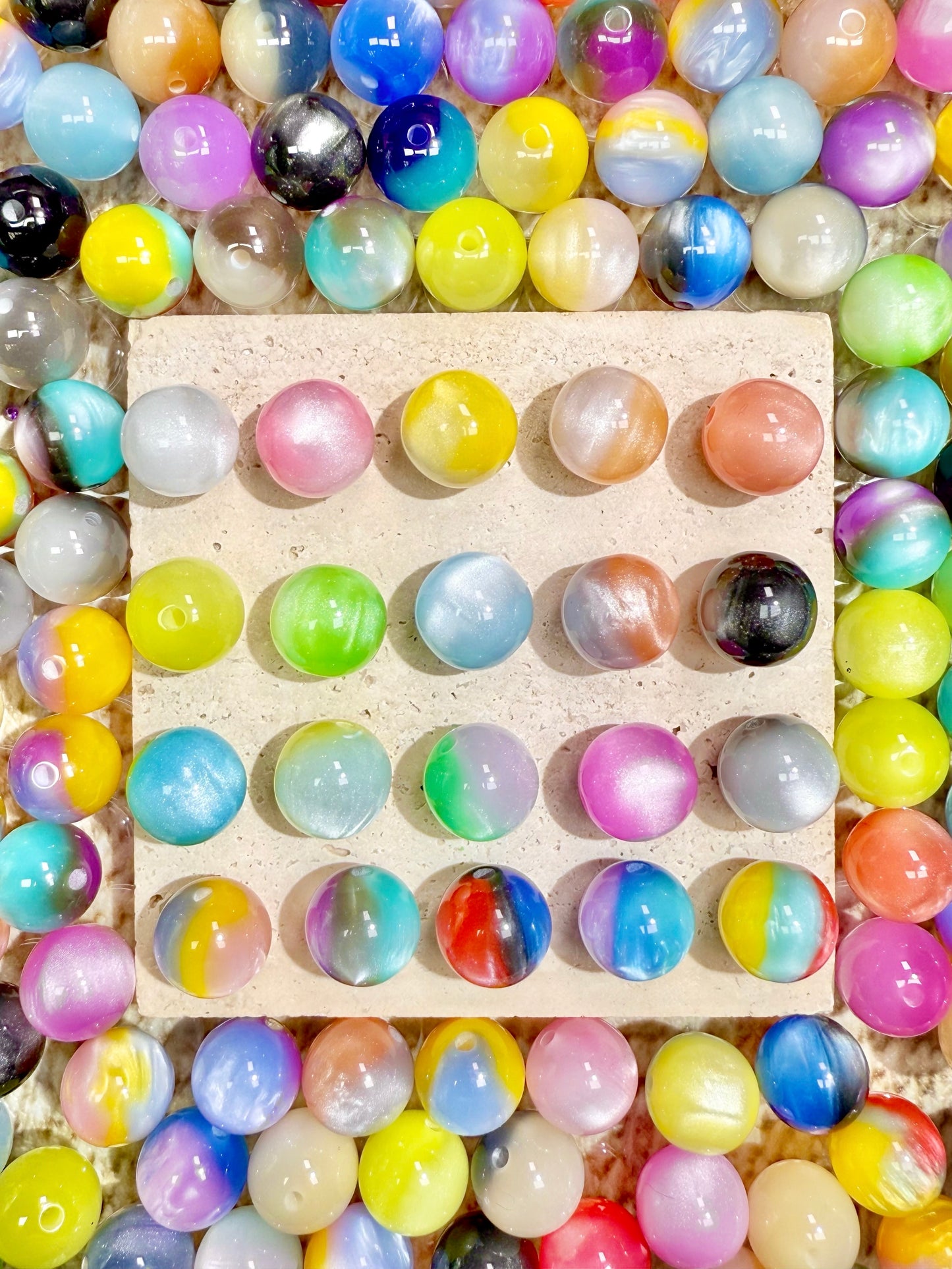 A001.NEW【Kittens' Gaze】incredible shine acrylics catseye beads mix, 16mm (making wreath, keychain, pens etc)