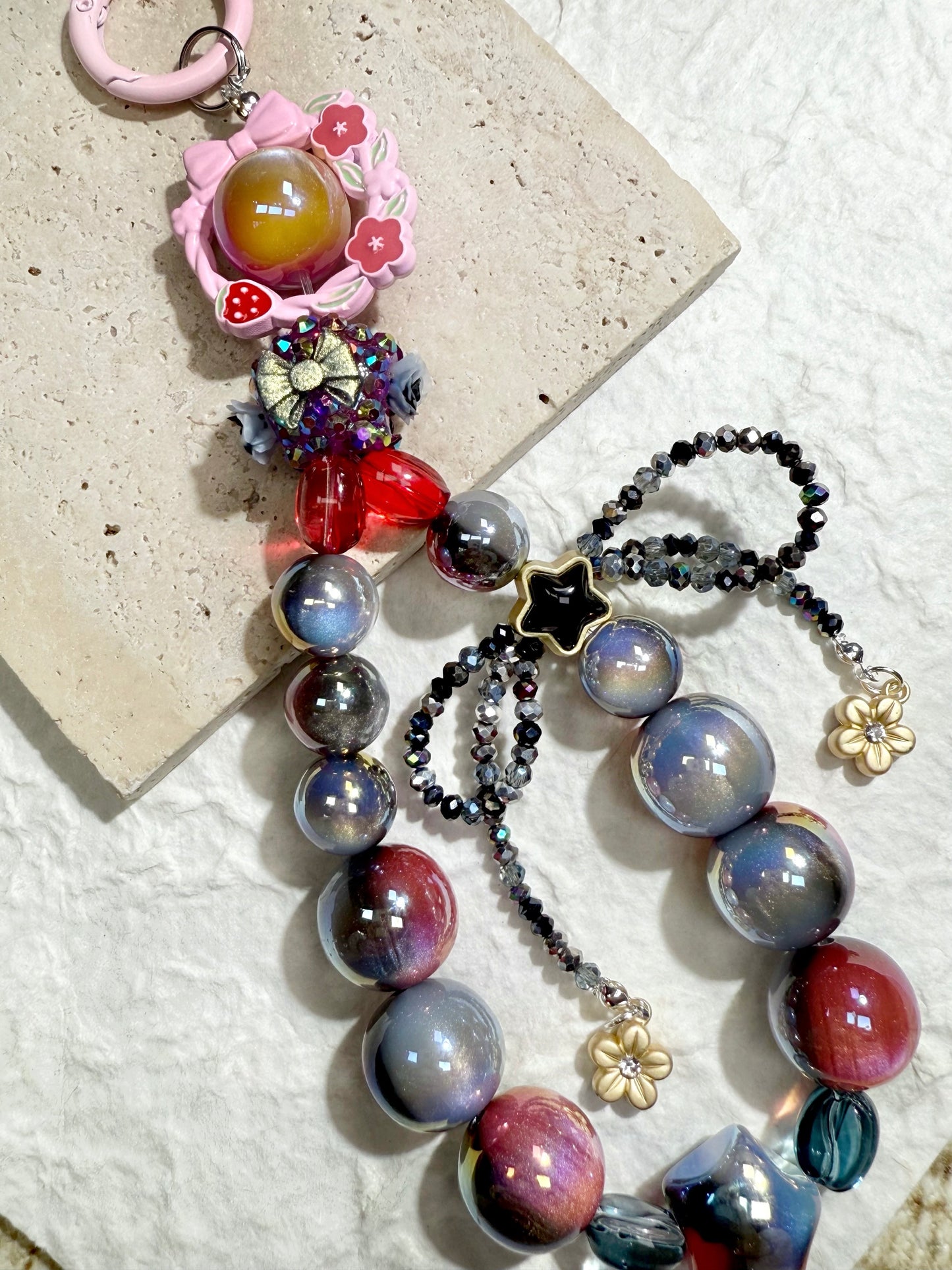 【Voie Lactée】Mélange de perles acryliques galaxie extra-brillantes, 16 mm (fabrication de couronnes, porte-clés, stylos, etc.)