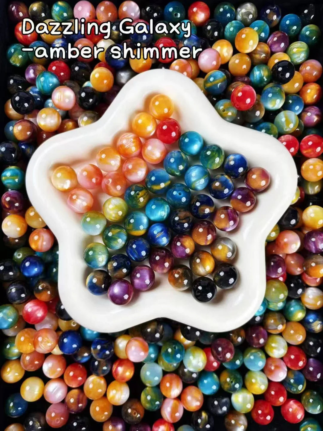 【Dazzling Galaxy】shimmering sparkle acrylic beads mix, 16mm (making wreath, keychain, pens etc)