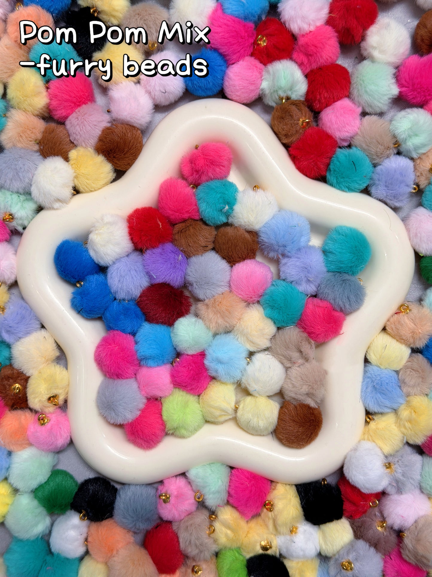 【Pom Pom Mix】11mm-16mm fabric beads mixes
