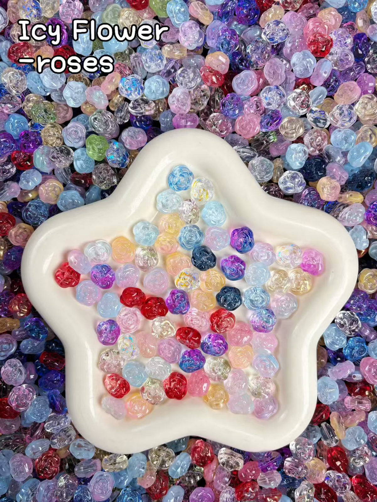 【Icy World】 Breloques en verre exquises de toutes les couleurs mélangées, fournitures pour bracelets/porte-clés