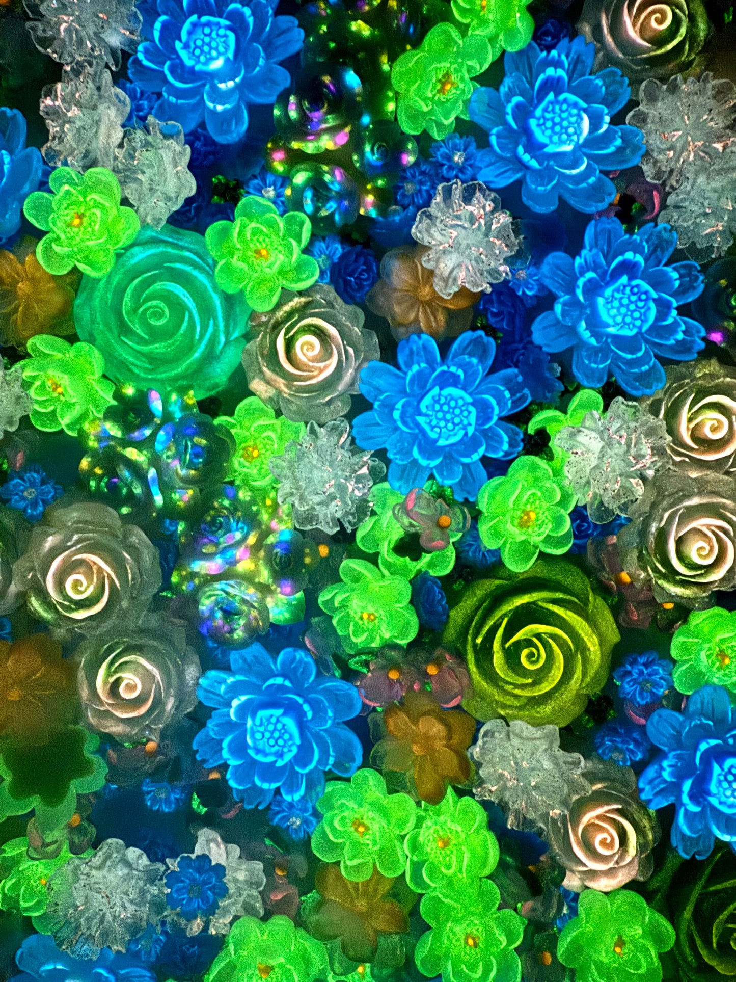 【Blooming Garden】Luminous flowers and rhinestone mixes, display/junk journal/phonecase craftings