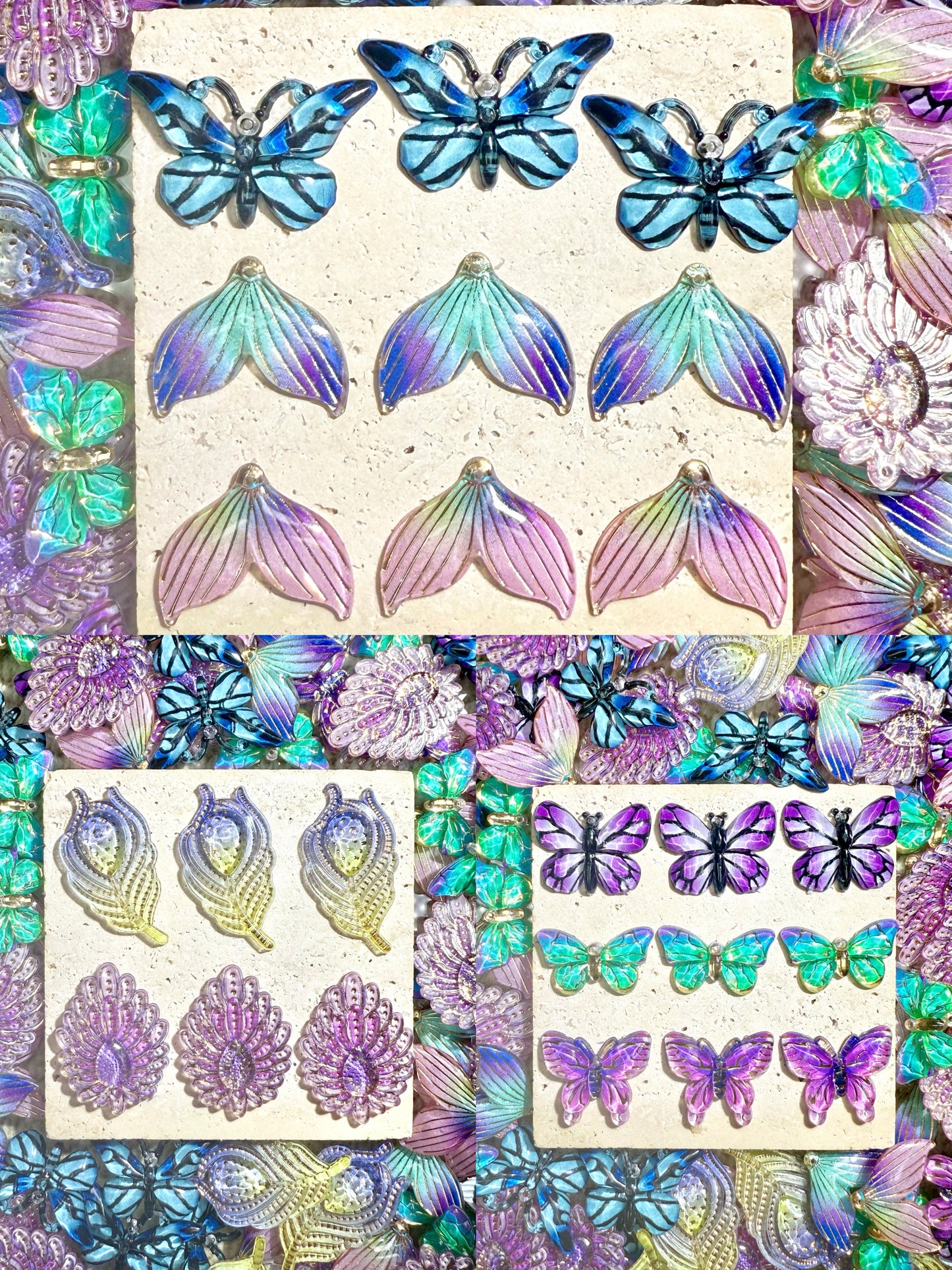 【Forest Kingdom】Butterfly&Leaves acrylics charms, crafting supplies