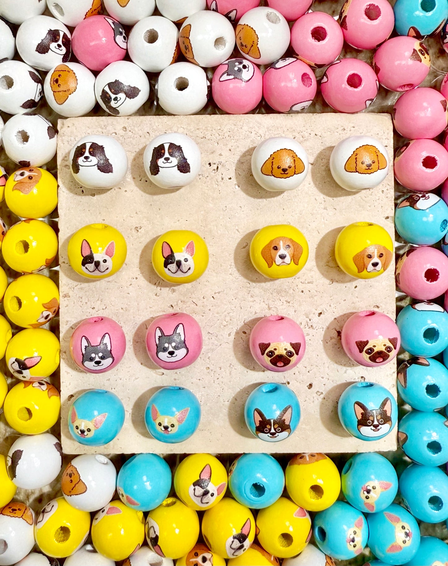 【Mardi Gras】Perles en bois de 16 mm, stylos/porte-clés/bracelets/couronnes à faire soi-même