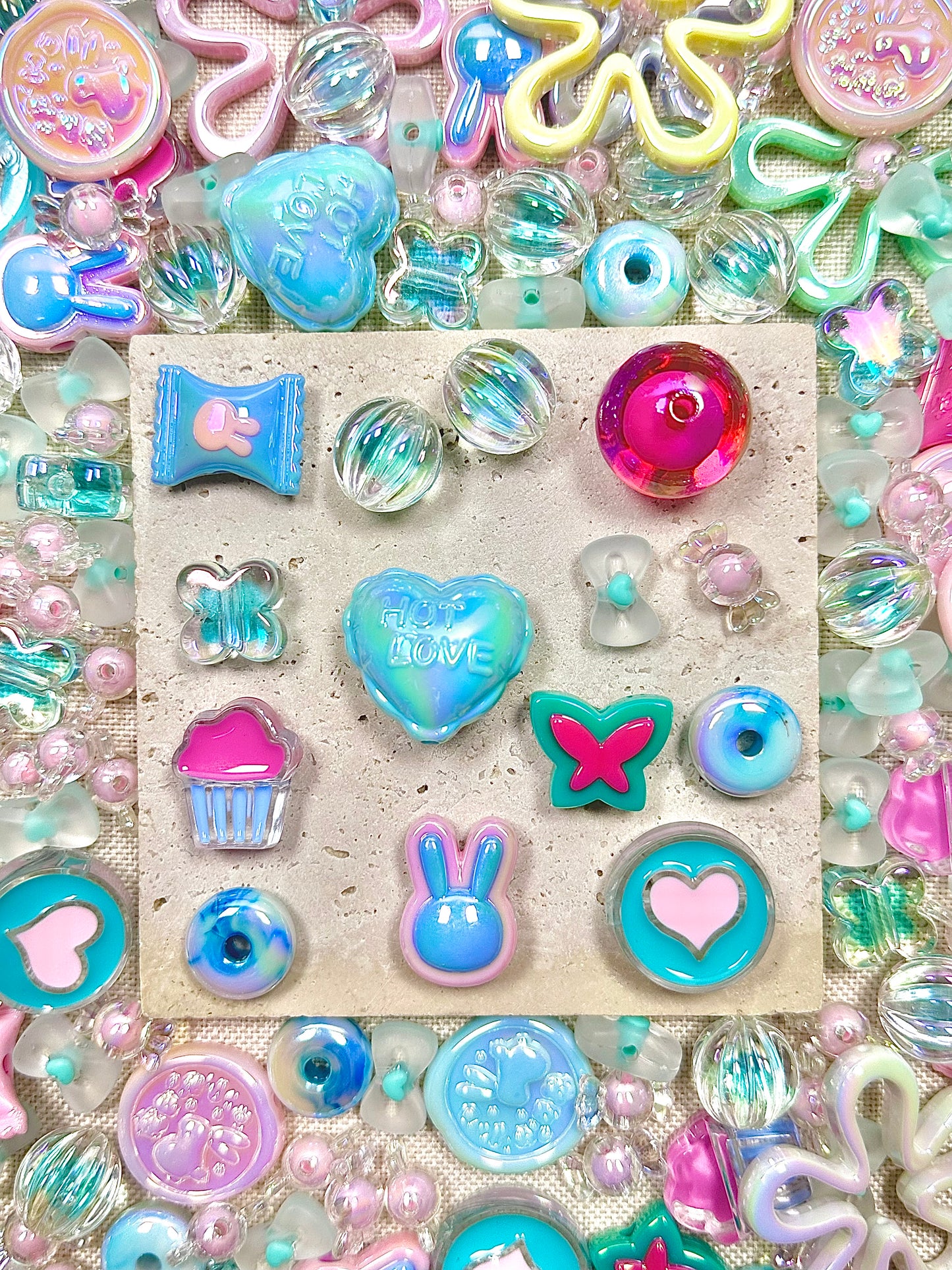 【Jelly Sea】refreshing swimming, acrylics beads mix, 16mm (making wreath, keychain, pens etc)