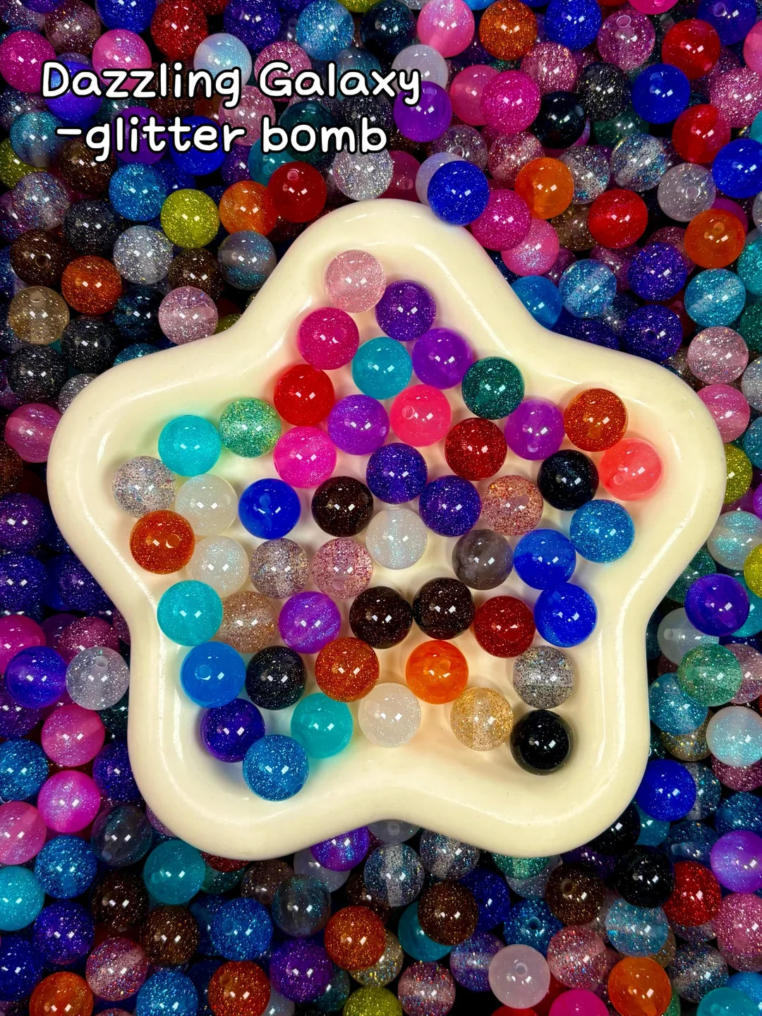 【Dazzling Galaxy】shimmering sparkle acrylic beads mix, 16mm (making wreath, keychain, pens etc)