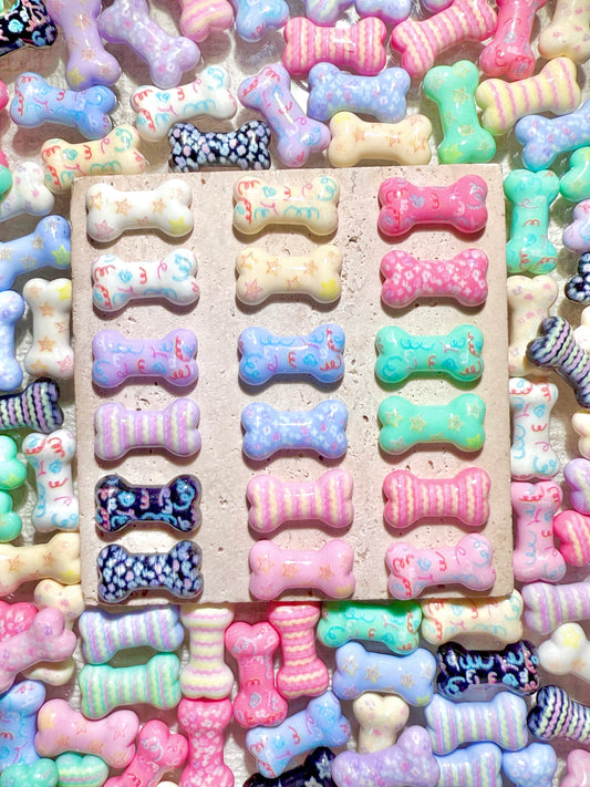 【Woof Woof】 Bone colorful resin mix, hairpin/phonecases diy