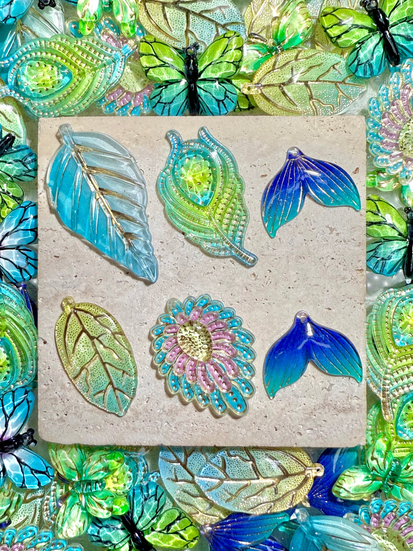 【Forest Kingdom】Butterfly&Leaves acrylics charms, crafting supplies