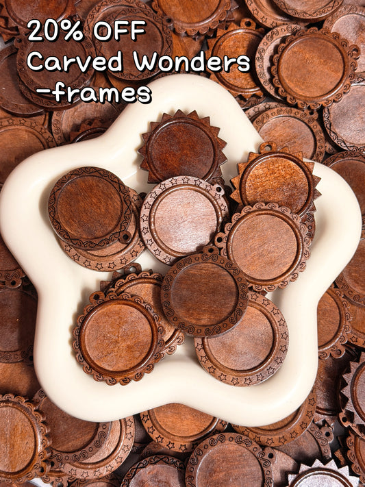 A001.NEW【Carved Wonders】20% OFF wooden intricate drilled charms, earrings/keychain/wind-bells