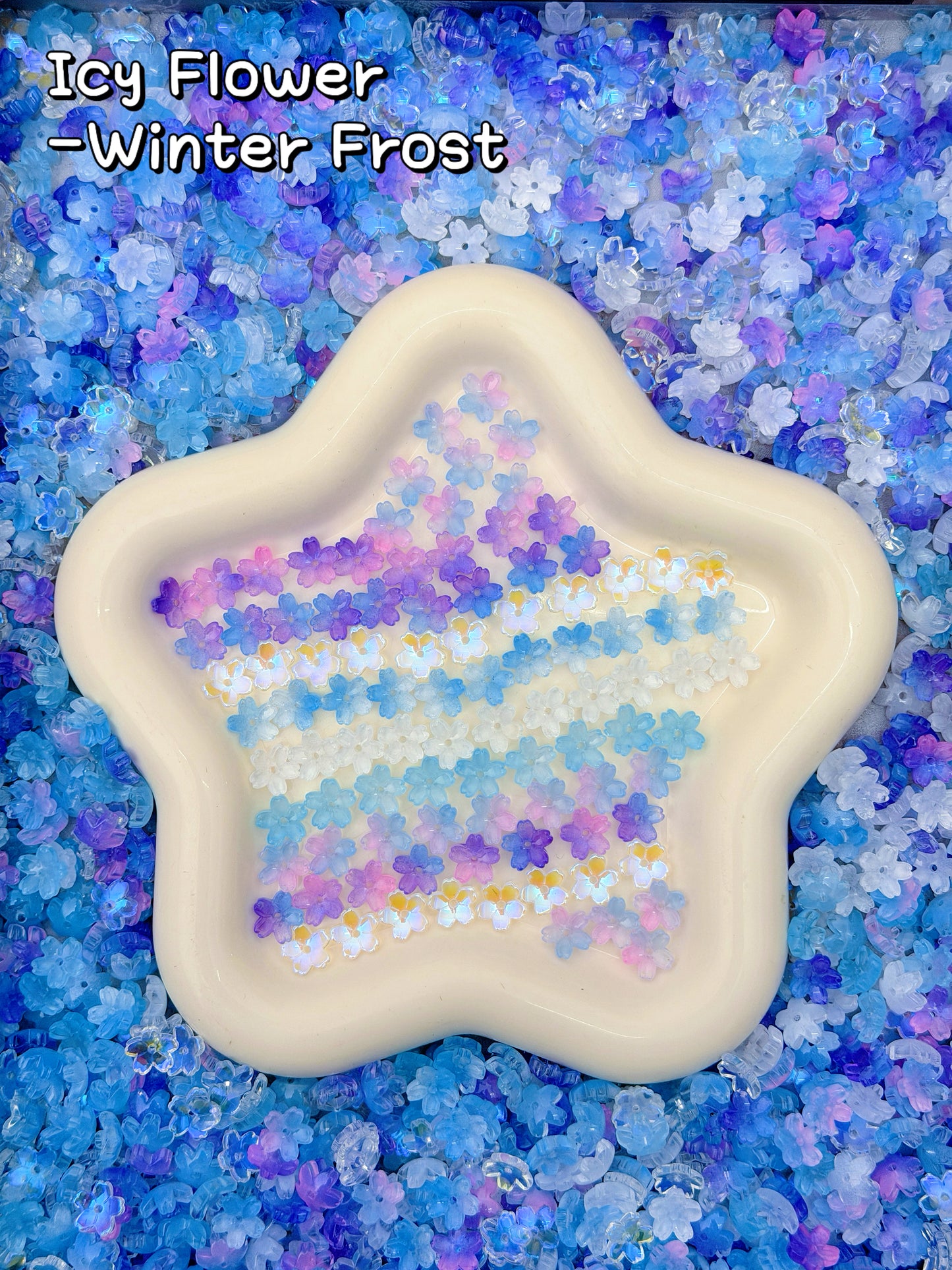 【Icy Flower】 Exquisite glass flower petal charms, bracelet/keychain supplies