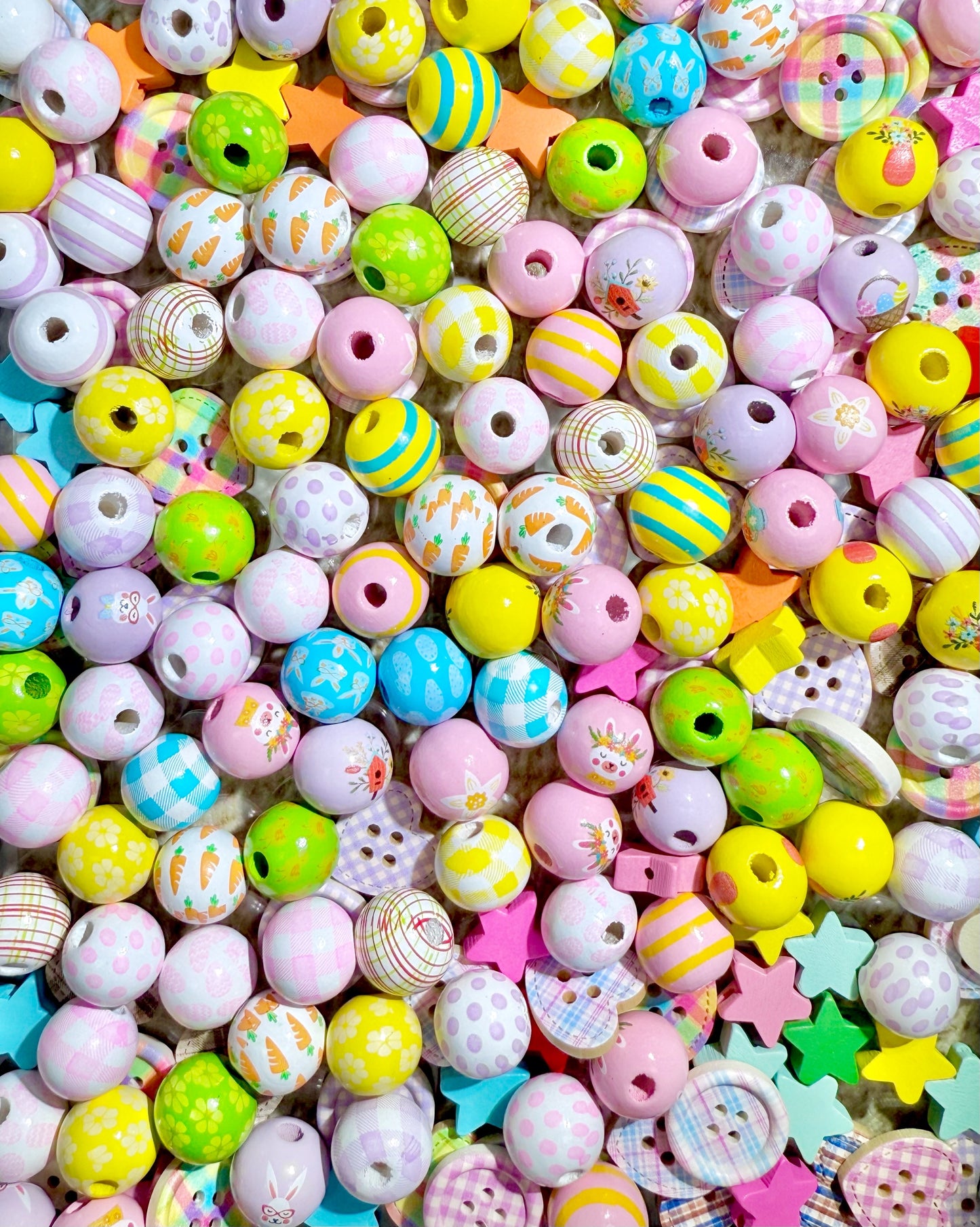 【Mardi Gras】Perles en bois de 16 mm, stylos/porte-clés/bracelets/couronnes à faire soi-même