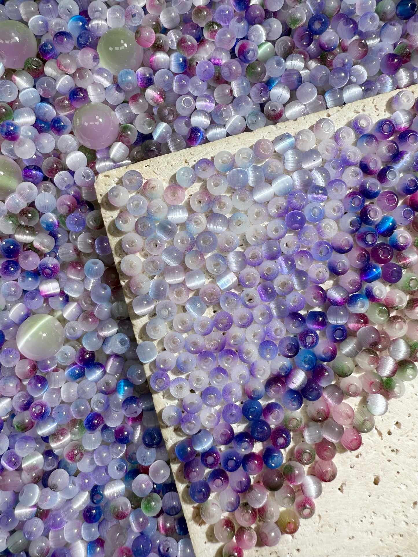 【Mini Cat's Eye 1】4mm glass cats-eye round seed beads mix, earring, bracelet, necklace, keychain