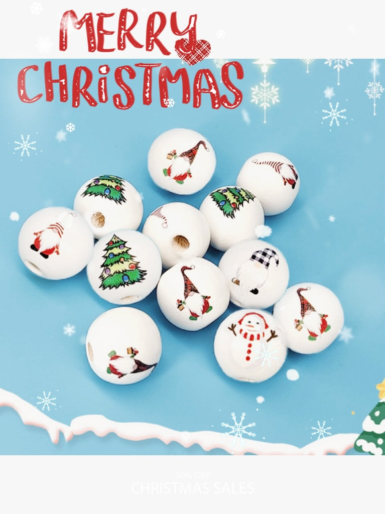 【Never Too Early For Christmas】16mm wood beads, diy pens/keychain/bracelet/wreath